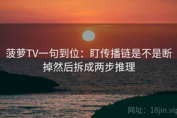 菠萝TV一句到位：盯传播链是不是断掉然后拆成两步推理