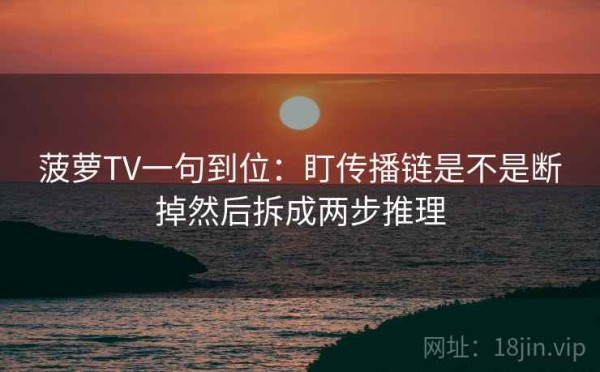 菠萝TV一句到位：盯传播链是不是断掉然后拆成两步推理