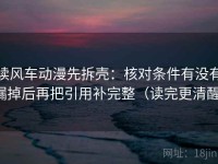 读风车动漫先拆壳：核对条件有没有漏掉后再把引用补完整（读完更清醒）
