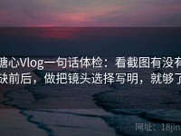 糖心Vlog一句话体检：看截图有没有缺前后，做把镜头选择写明，就够了