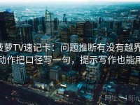 菠萝TV速记卡：问题推断有没有越界，动作把口径写一句，提示写作也能用