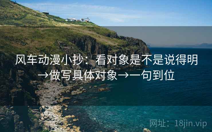 风车动漫小抄：看对象是不是说得明→做写具体对象→一句到位