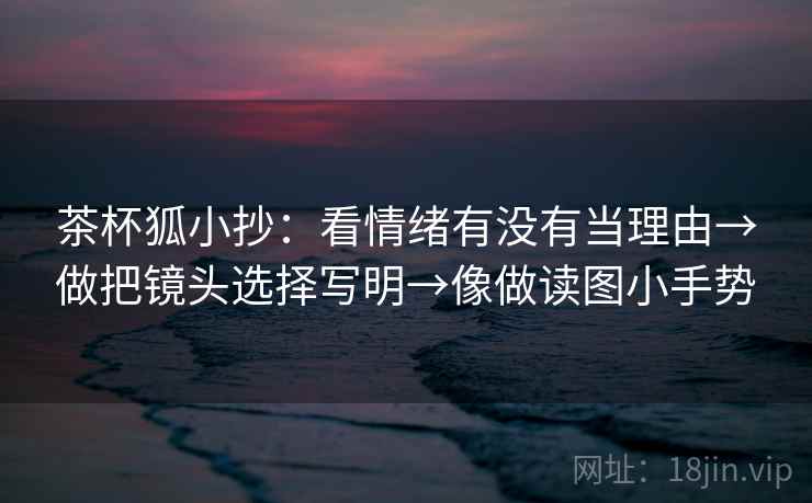 茶杯狐小抄:看情绪有没有当理由→做把镜头选择写明→像做读图小手势 茶杯狐小抄:看情绪有没有当理由→做把镜头选择写明→像做读图小手势